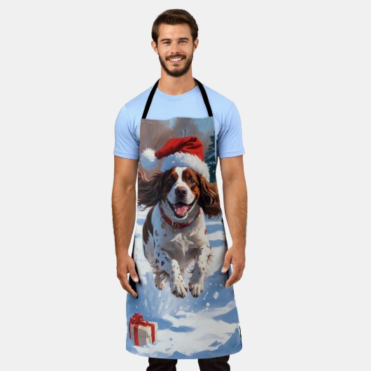 Brittany Spanisch Weihnachts-Feierliche Schneeszen Schürze (Getragen)