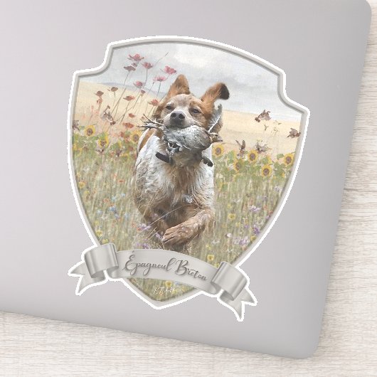 Brittany Spanische Jagdquail , Art Aufkleber (Detail)