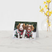 Brittany Spanische Welpen Weihnachtskarte Karte (Gelbe Blume)