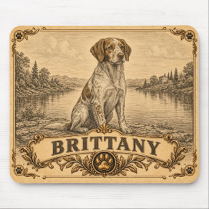 Brittany, Vintage Heritage Hund Mousepad