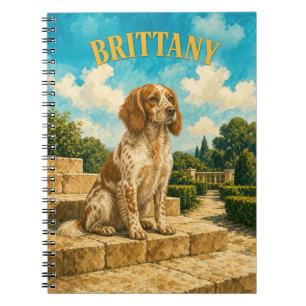 Brittany, Vintage Wasserfarben-Hundekunst Notizblock