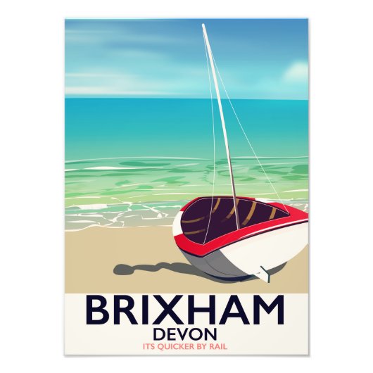 Brixham beach Devon vintage travel poster (Vorne)