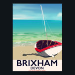 Brixham beach Devon vintage travel poster<br><div class="desc">Brixham Devon,  Großbritannien,  ist ein Reiseplakat zum Strand von Devon.</div>