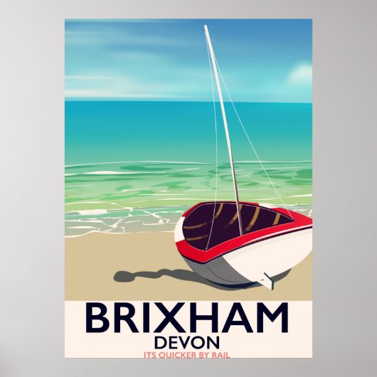 Brixham beach Devon vintage travel poster (Vorne)