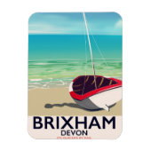 Brixham beach Devon vintage travel poster Magnet (Vertikal)