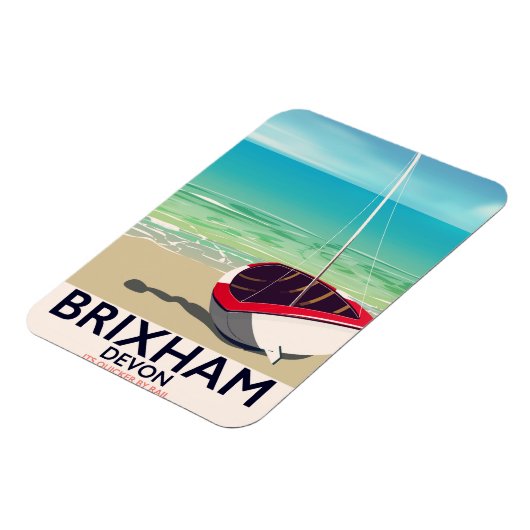 Brixham beach Devon vintage travel poster Magnet (Linke Seite)