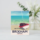 Brixham beach Devon vintage travel poster Postkarte (Stehend Vorderseite)