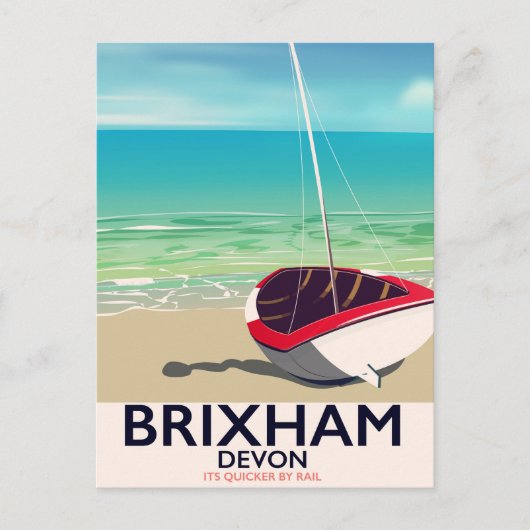 Brixham beach Devon vintage travel poster Postkarte (Vorderseite)