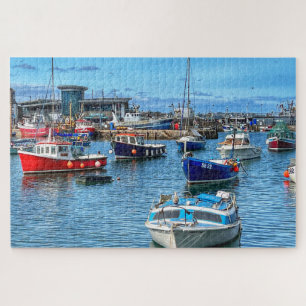 Brixham-Flotte: Farbige Boote und Hafenleben Puzzle