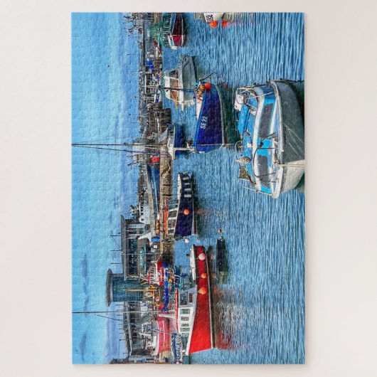 Brixham-Flotte: Farbige Boote und Hafenleben Puzzle (Vertikal)