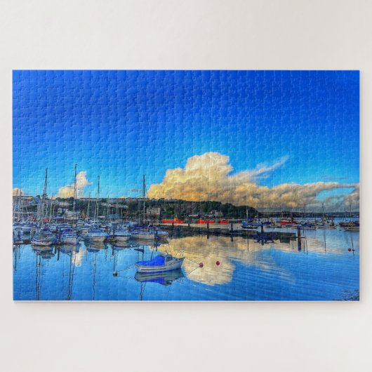 Brixham Reflections: Golden Clouds & Marina Blick Puzzle (Horizontal)