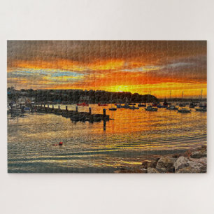 Brixham Twilight: Feueruntergang & felsige Küste Puzzle