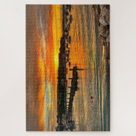 Brixham Twilight: Feueruntergang & felsige Küste Puzzle