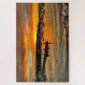 Brixham Twilight: Fiery Sunset & Rocky Coast Puzzle (Vertikal)