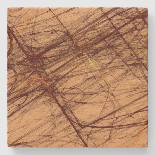 Brn Tan Grunge Fraktal Square Stone Untersetzer (Vorderseite)