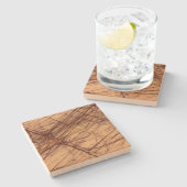 Brn Tan Grunge Fraktal Square Stone Untersetzer (Seitenansicht)