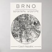 Brno City Map Poster – Minimal Charcoal Design (Vorne)