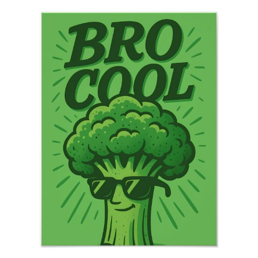 Bro Cool Funny Green Broccoli Design Fotodruck (Vorne)