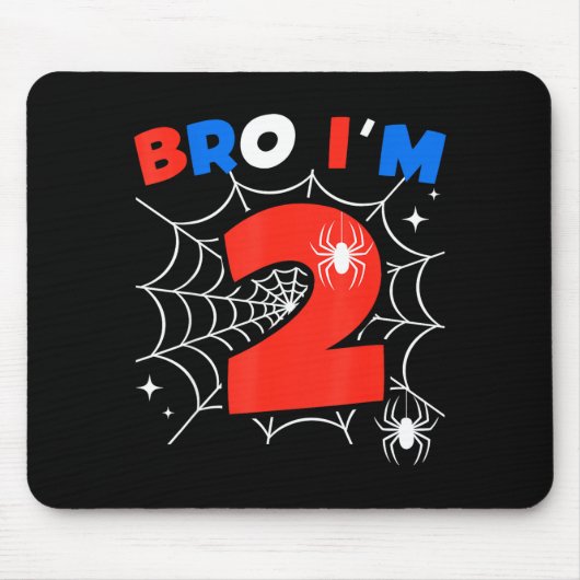 Bro I'm 2 Sder Web Theme 2nd Birthday Party Two Ye Mousepad (Vorne)