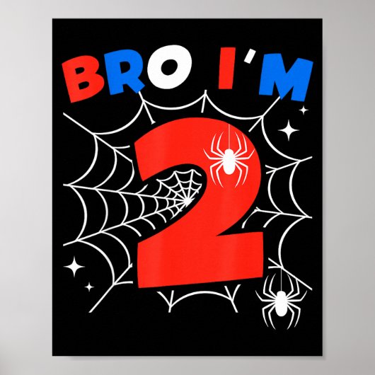 Bro I'm 2 Sder Web Theme 2nd Birthday Party Two Ye Poster (Vorne)