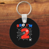 Bro I'm 2 Sder Web Theme 2nd Birthday Party Two Ye Schlüsselanhänger (Vorderseite)