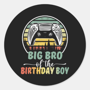 Bro of the Birthday Boy Video Gamer Matching Famil Runder Aufkleber