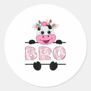 Bro of the Birthday Girl Cow Brother Family Party Runder Aufkleber