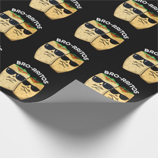 Bro-rritos Funny Burrito Pun Dark BG Geschenkpapier (Ecke)