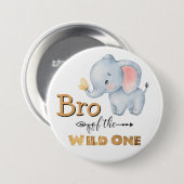 Bro the Wild One Elephant Gold Foil Button (Vorne & Hinten)