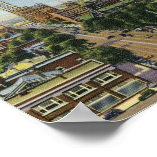 Broad St., Columbus, Ohio Vintag Poster (Ecke)