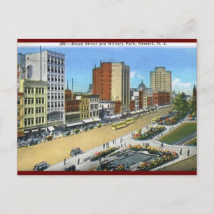 Broad St, Newark NJ Vintag Postkarte