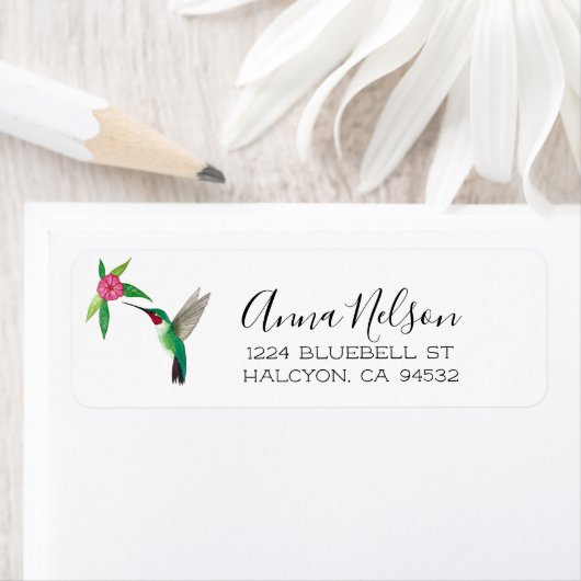 Broad-tails Hummingbird Return Address Label (Insitu)