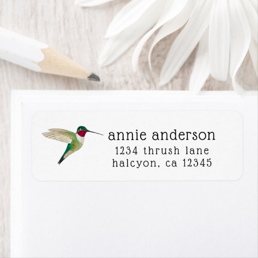 Broad-tails Hummingbird Return Address Label (Insitu)