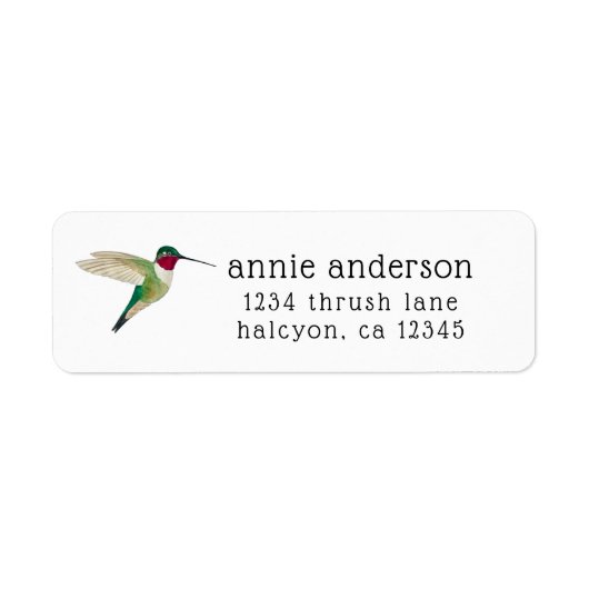 Broad-tails Hummingbird Return Address Label (Vorne)