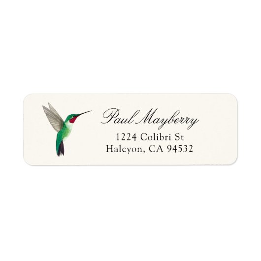 Broad-tails Hummingbird Return Address Label (Vorne)