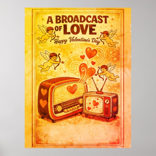 Broadcast of Love Retro Valentine Cherubs Radio TV Poster (Vorne)