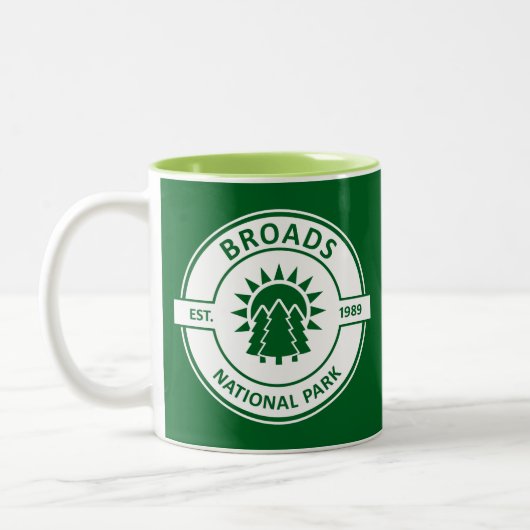 Broads National Park Sun Trees Zweifarbige Tasse (Links)