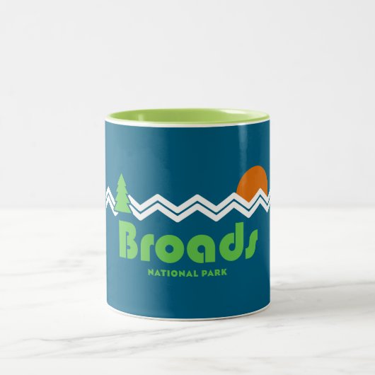 Broads Nationalpark Retro Zweifarbige Tasse (Mittel)