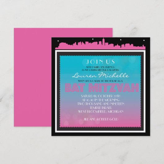 BROADWAY Bat Mitzvah Einladung (Vorne/Hinten)