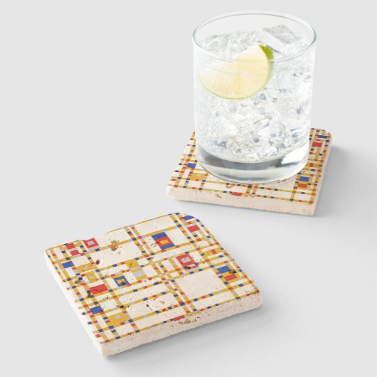 Broadway Boogie Woogie | Piet Mondrian | Steinuntersetzer (Seitenansicht)