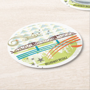 Broadway-Brücken-Portland-Untersetzer Runder Pappuntersetzer