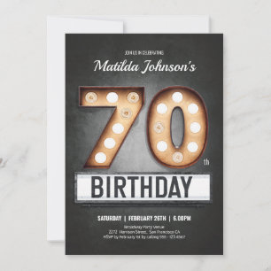 Broadway Marquee 70. Geburtstag Vintage-Spaß indiv Einladung