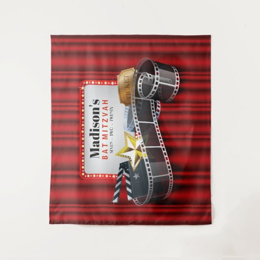 BROADWAY MARQUEE Bat Mitzvah Foto Stand Hintergrun Wandteppich (Vorderseite)