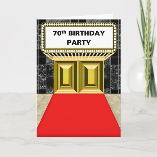 Broadway Marquee Red Carpet 70 th Birthday Party Karte (Vorderseite)