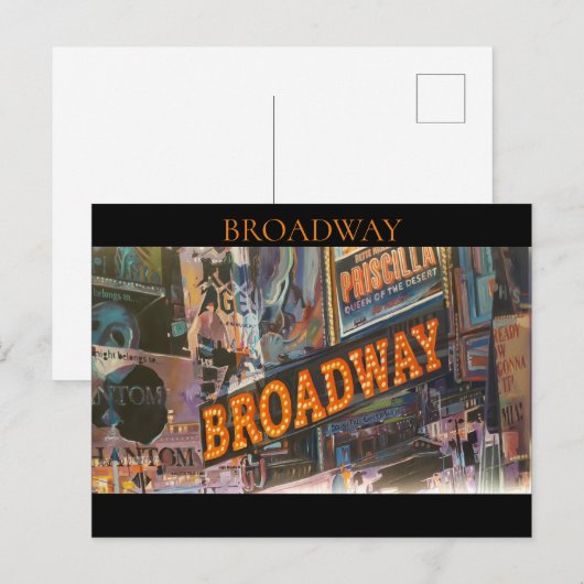 Broadway Neon Lights Postkarte (Vorne/Hinten)