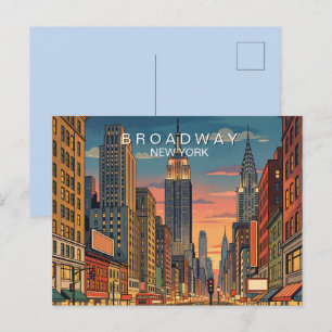 Broadway New York Reise Kunst Vintage Feiertagspostkarte
