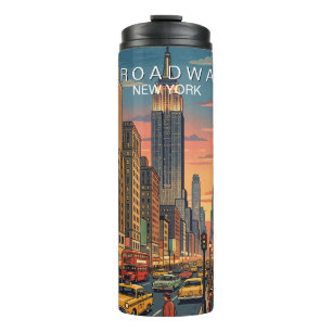 Broadway New York Reise Kunst Vintage Thermosbecher