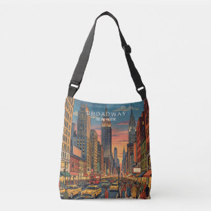 Broadway New York Reise Kunst Vintage Tragetaschen Mit Langen Trägern