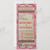 Broadway Playbill Ticket Wedding Raspberry Pink Einladung (Vorderseite)