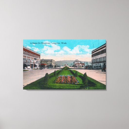 Broadway SceneLongview, WA Leinwanddruck (Vorderseite)